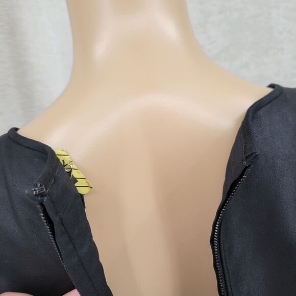 Theory Fitted Sheath Leather Bodice Wool Skirt Tirionne C Magistrate Mini Dress - Picture 9 of 16